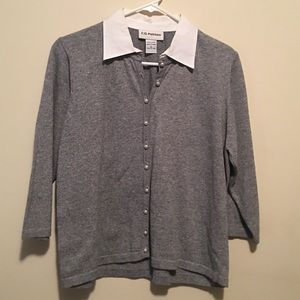 Grey Light Sweater Jacket with Buttons